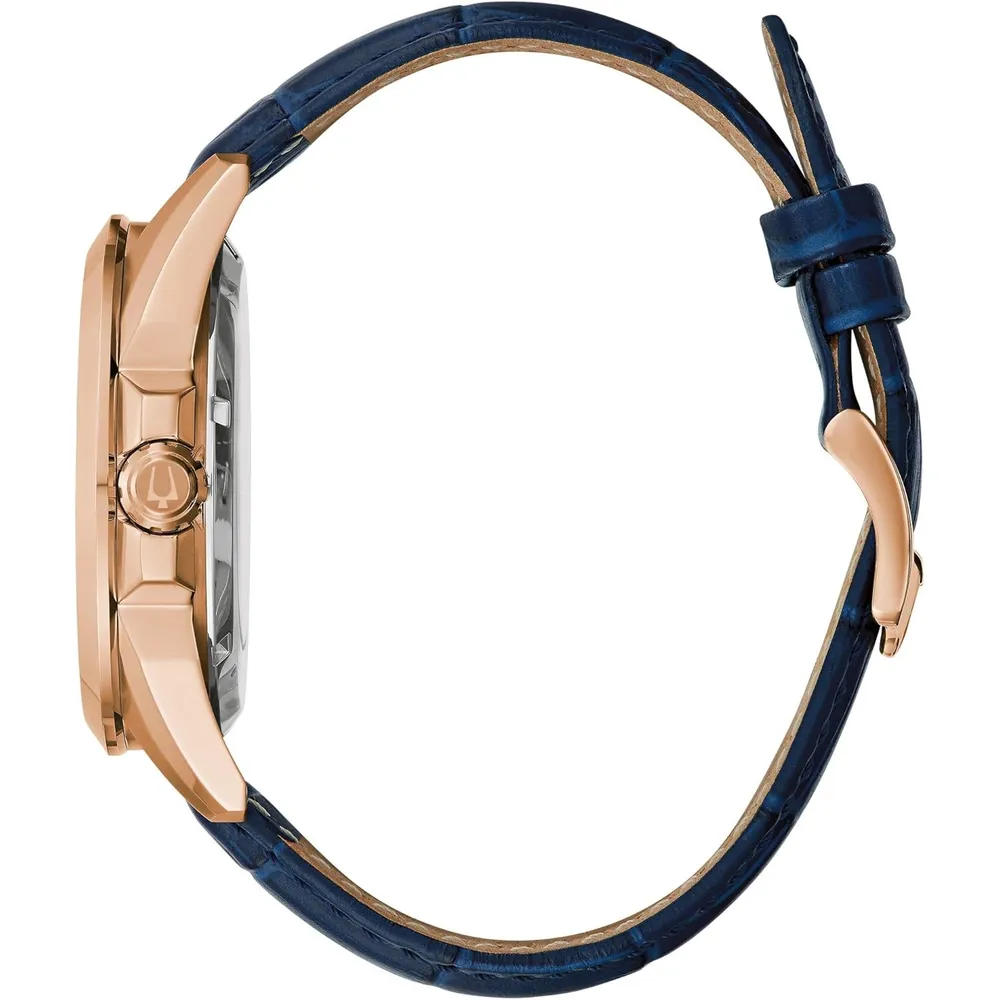 Bulova 97A161 reloj automático Sutton para hombre con dial esqueletico | Oro Rosa/Azul