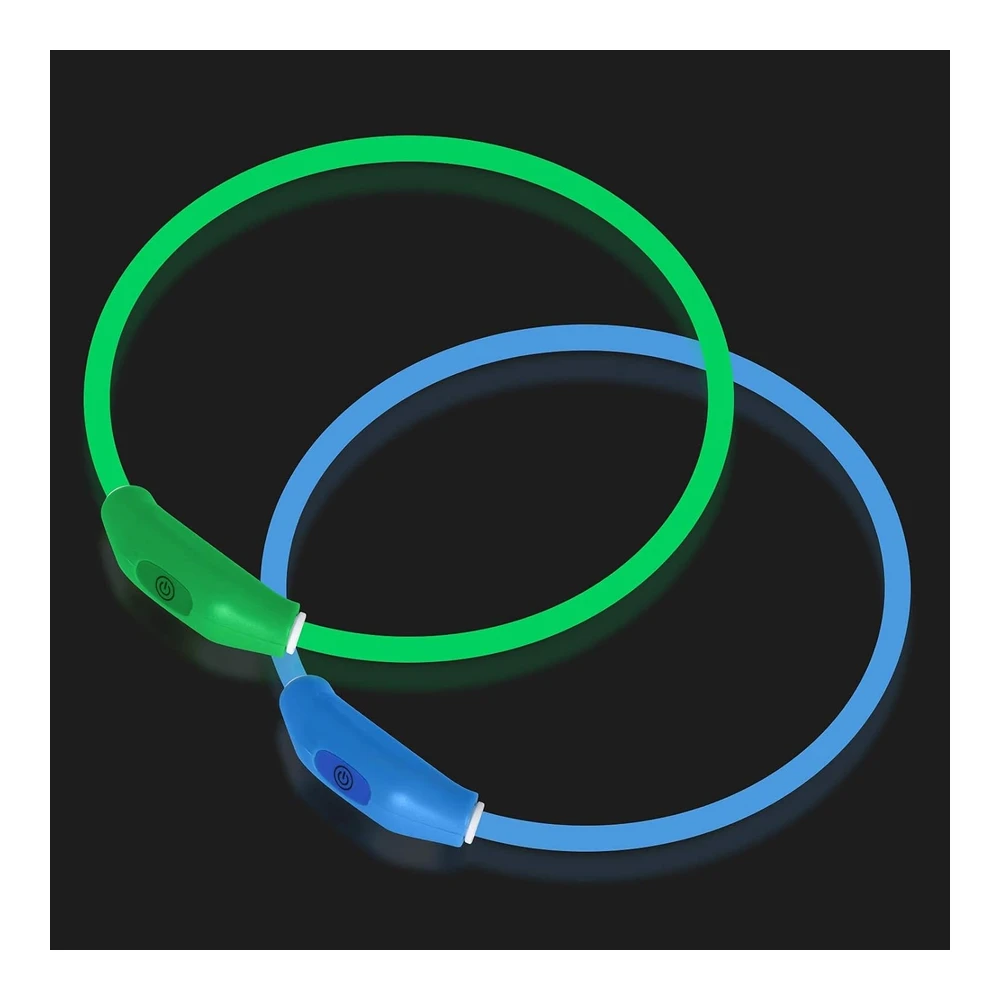 Novkin Paquete de 2 Collares Led para Perro - Collares de Perro con Luz - Luces Recargables para Perros para Caminar Por La Noche - Collar de Seguridad Universal Reutilizable para Perros Pequeños - Medianos y Grandes