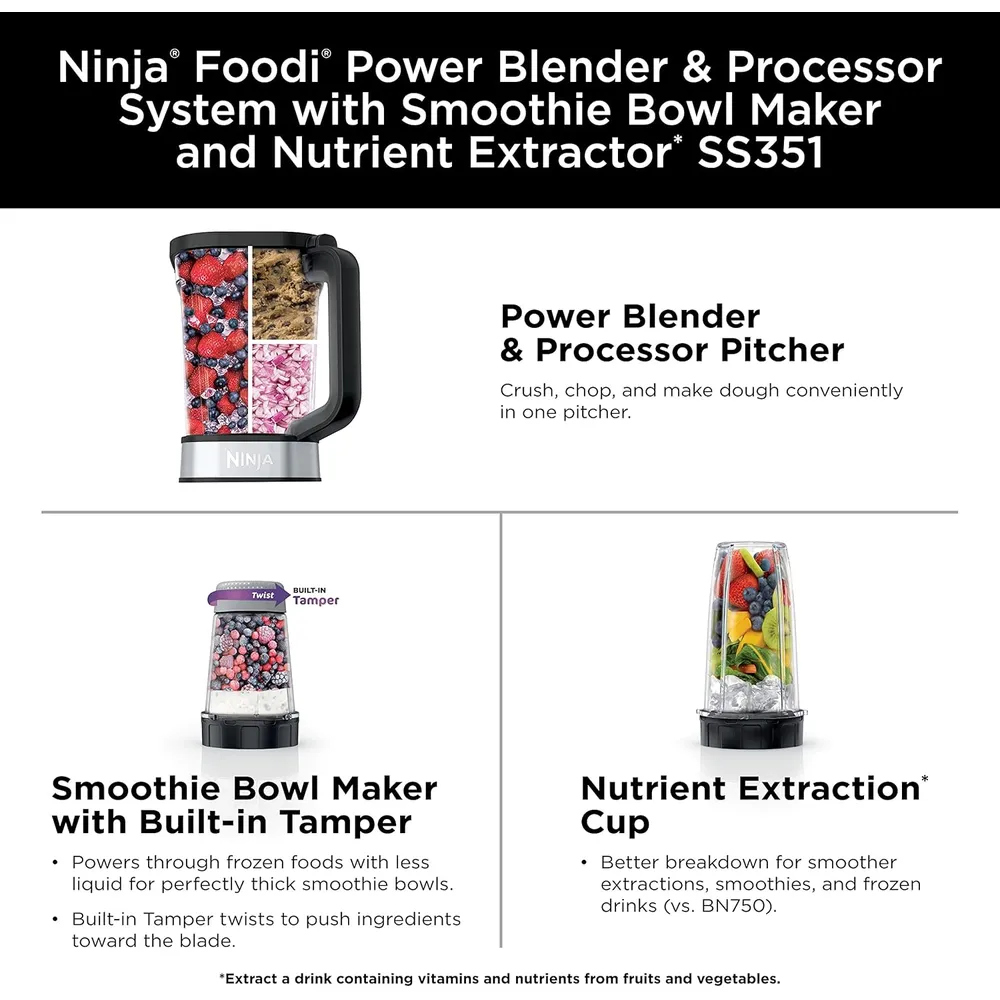NINJA LICUADORA Y PROCESADORA FOODI POWER NUTRI DUO 72 OZ / 2.13 L