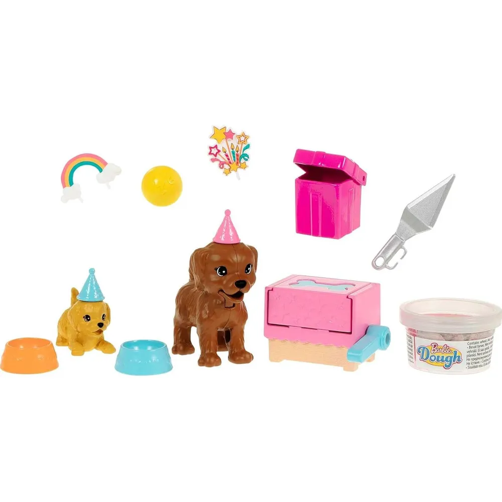 BARBIE MUÑECA FIESTA CACHORROS CON ACCESORIOS MORENA