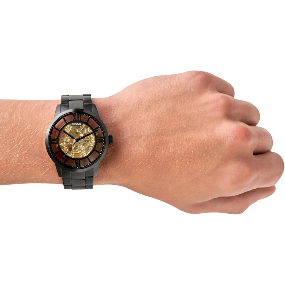 Fossil reloj automático Townsman para hombre, diseño esqueleto | Blanco/ Negro