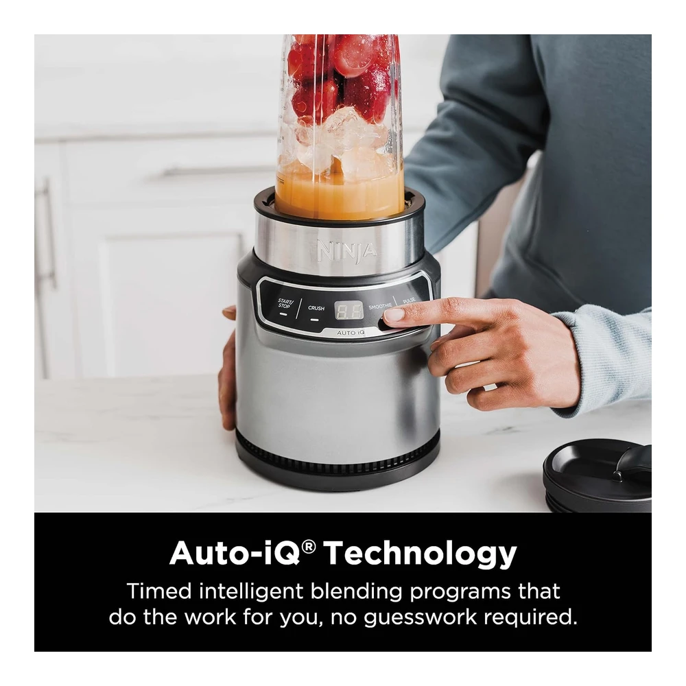 NINJA (BN401) NUTRI PRO CON AUTO-IQ - 1100 VATIOS PICO - LICUADORA PERSONAL - COLOR PLATEADO NUBE