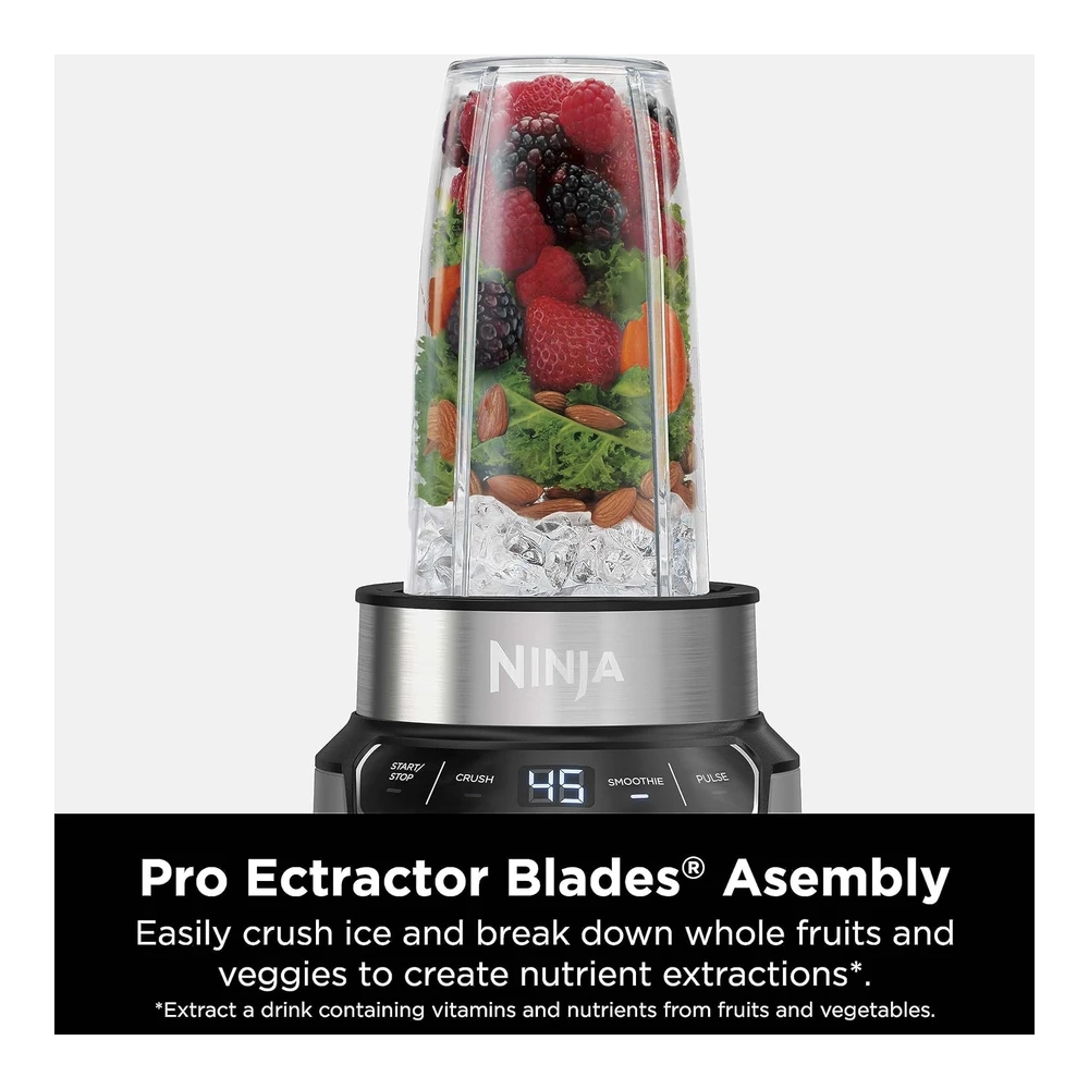 NINJA (BN401) NUTRI PRO CON AUTO-IQ - 1100 VATIOS PICO - LICUADORA PERSONAL - COLOR PLATEADO NUBE