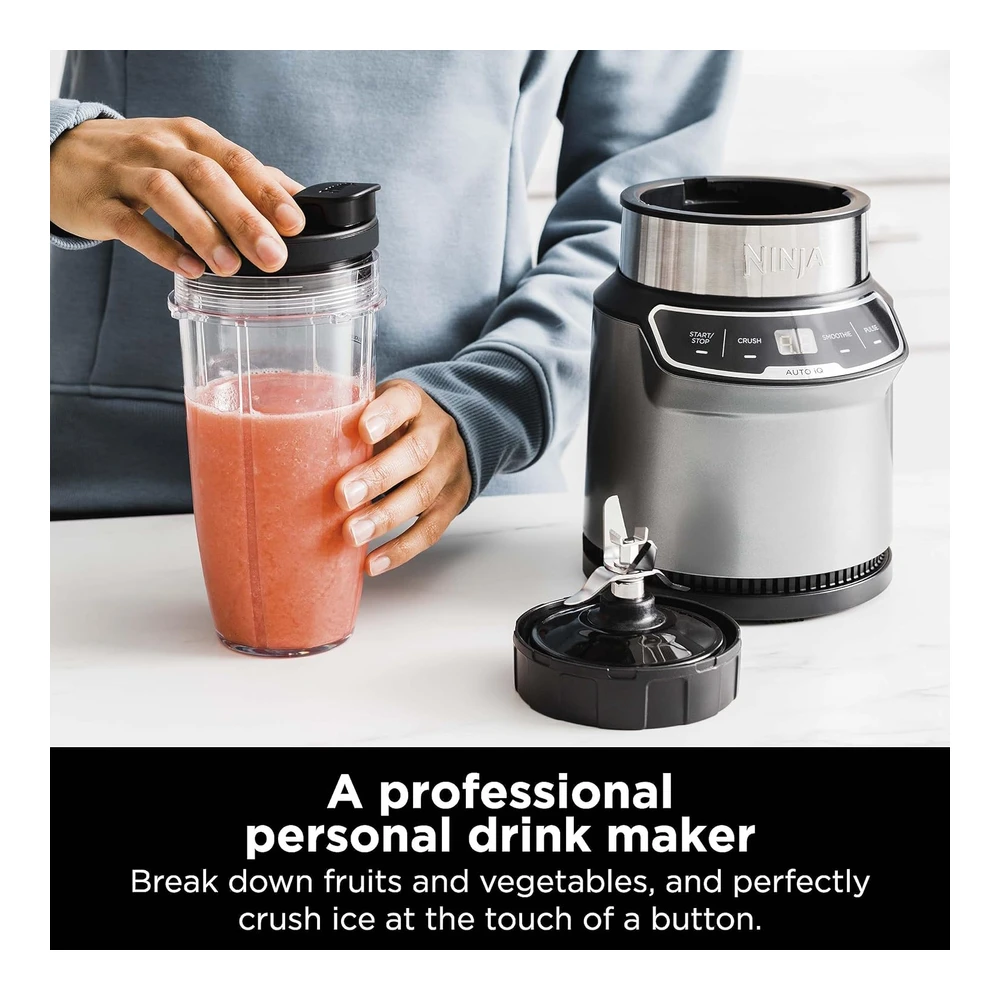 NINJA (BN401) NUTRI PRO CON AUTO-IQ - 1100 VATIOS PICO - LICUADORA PERSONAL - COLOR PLATEADO NUBE