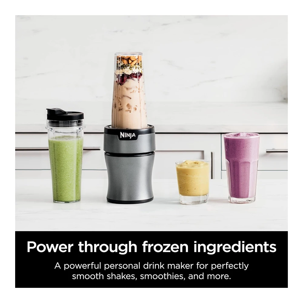 NINJA BN301 NUTRI-BLENDER PLUS - LICUADORA PERSONAL COMPACTA - MOTOR DE 900 VATIOS - COLOR PLATEADO