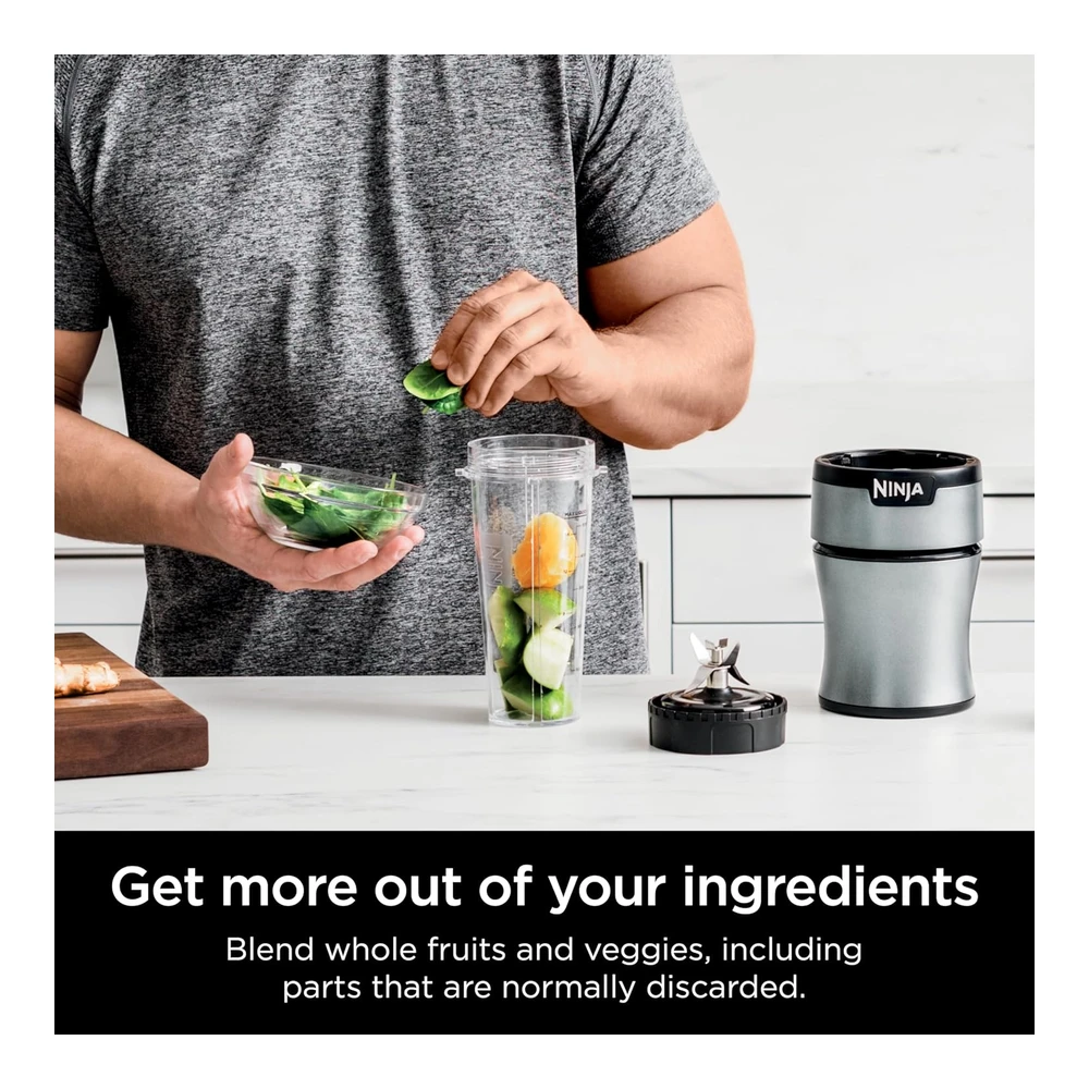NINJA BN301 NUTRI-BLENDER PLUS - LICUADORA PERSONAL COMPACTA - MOTOR DE 900 VATIOS - COLOR PLATEADO