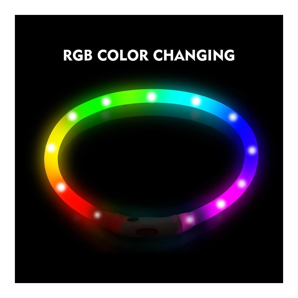 b08r7wfg2q_1.webp Novkin Collar Led para Perro - Recargable Rgb que Cambia de Color - Luces Impermeables para Perros que Hacen que La Mascota Sea Visible y Segura para Caminar Por La Noche - Al Aire Libre - Campamento - para Perros Pequeños - Medianos y Grandes