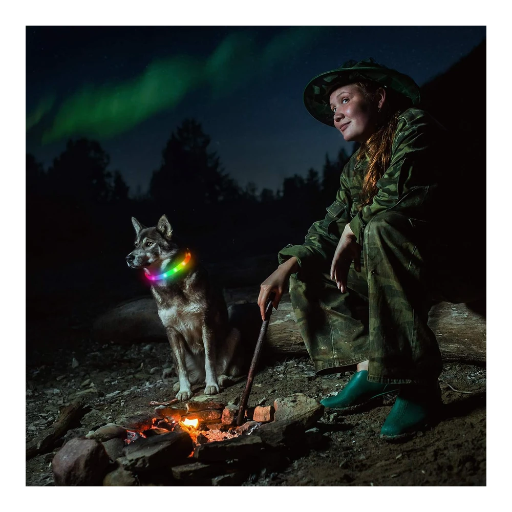 b08r7wfg2q_3.webp Novkin Collar Led para Perro - Recargable Rgb que Cambia de Color - Luces Impermeables para Perros que Hacen que La Mascota Sea Visible y Segura para Caminar Por La Noche - Al Aire Libre - Campamento - para Perros Pequeños - Medianos y Grandes