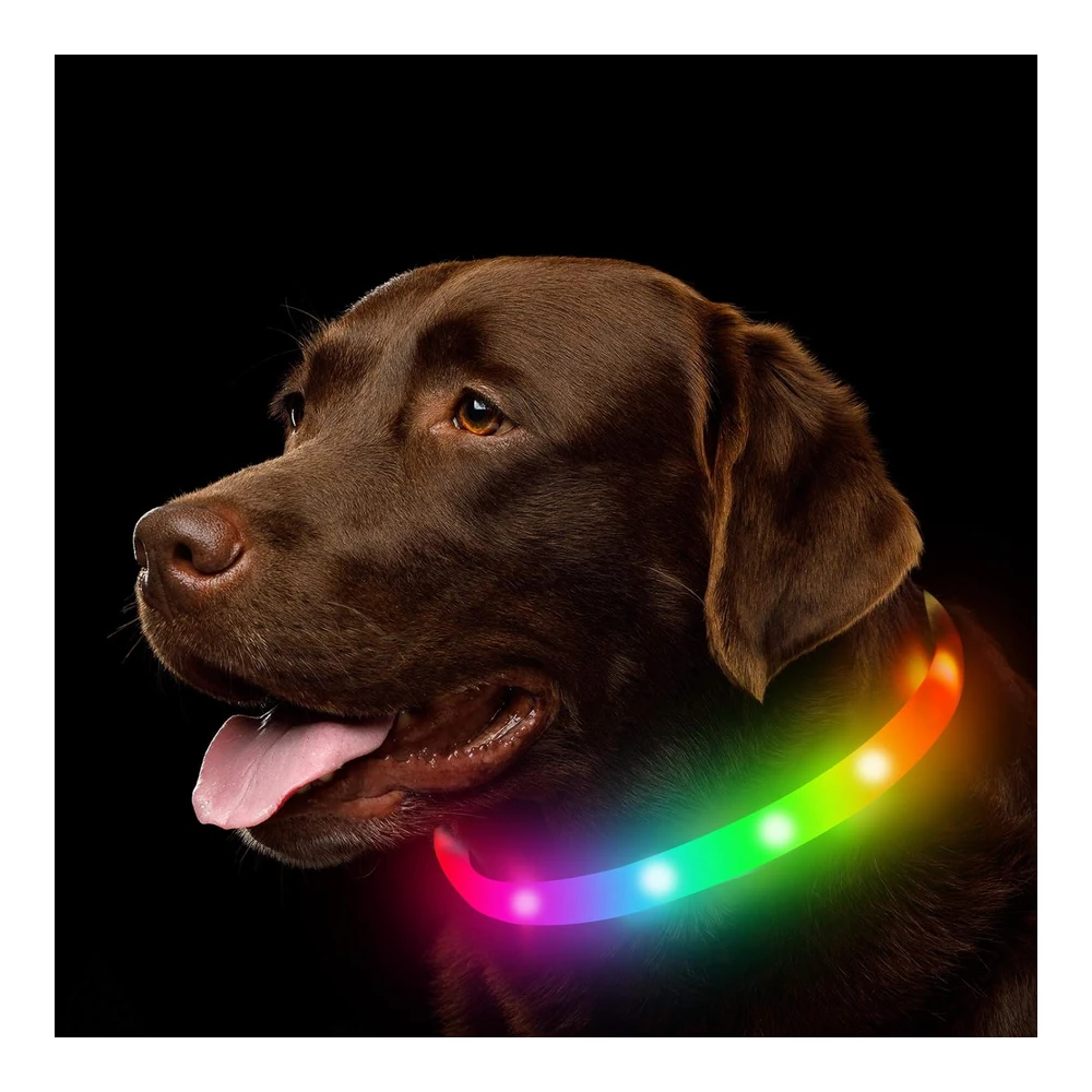 Novkin Collar Led para Perro - Recargable Rgb que Cambia de Color - Luces Impermeables para Perros que Hacen que La Mascota Sea Visible y Segura para Caminar Por La Noche - Al Aire Libre - Campamento - para Perros Pequeños - Medianos y Grandes