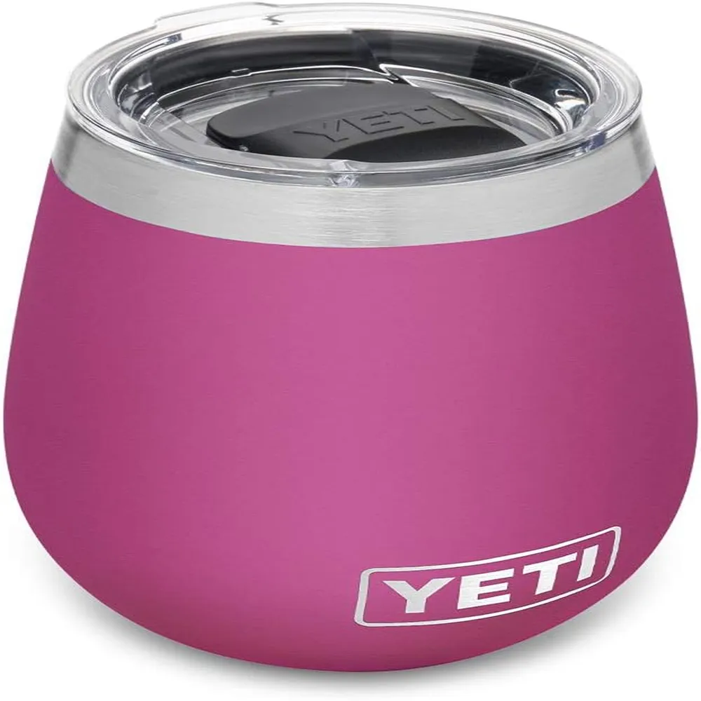 YETI Rambler Vaso de vino de 10 oz de acero inoxidable con tapa MagSlider color rosado
