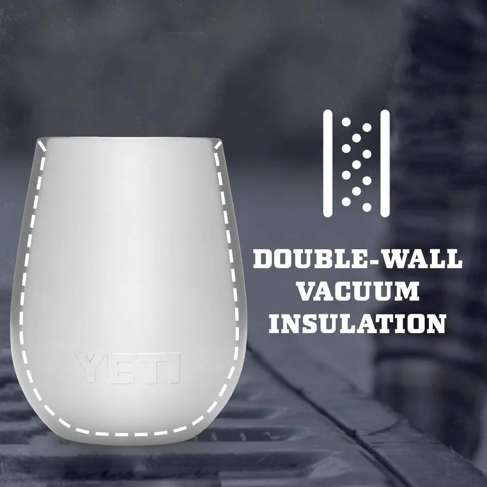 YETI Rambler Vaso de vino de 10 oz de acero inoxidable con tapa MagSlider color rosado