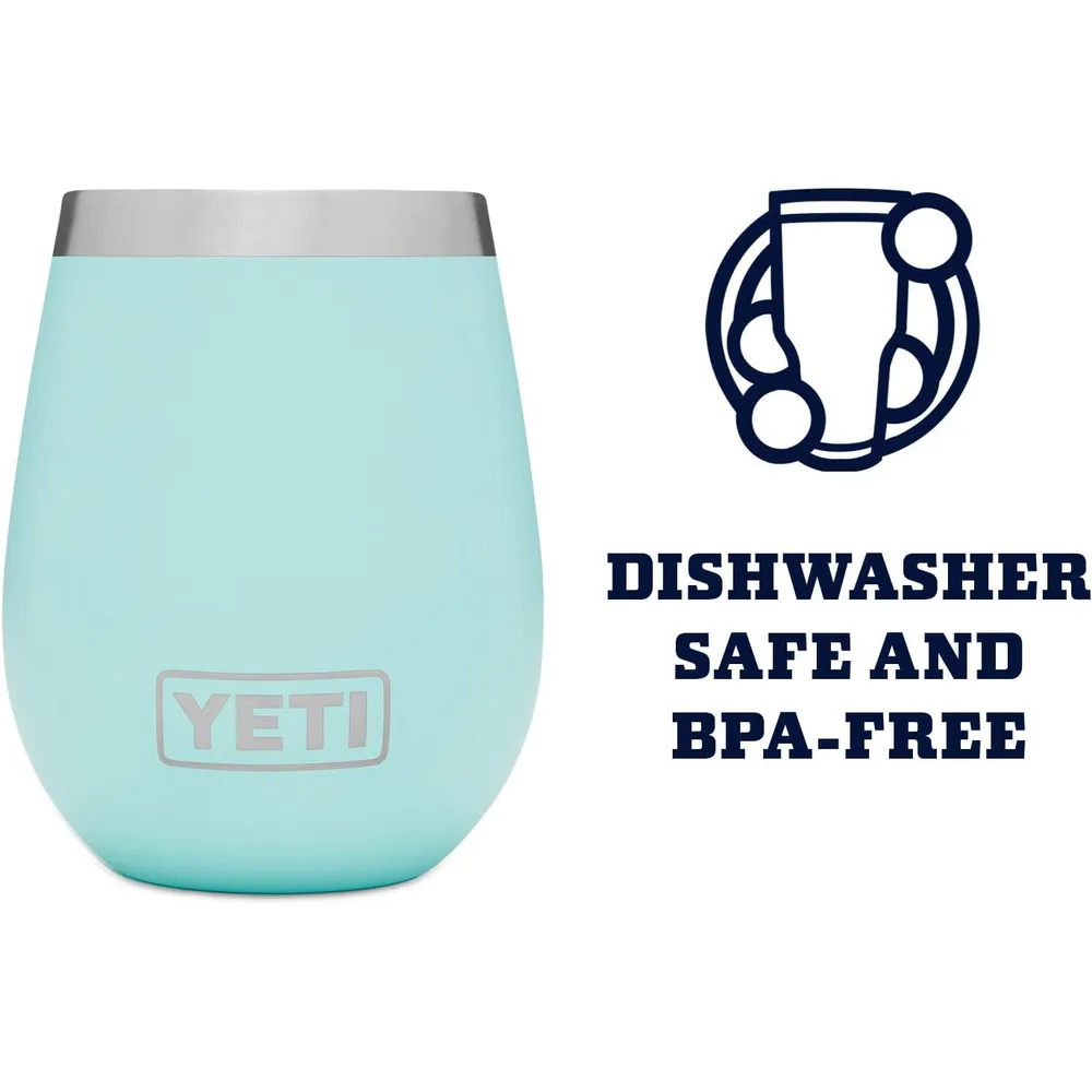 YETI Rambler Vaso de vino de 10 oz de acero inoxidable con tapa MagSlider color turquesa