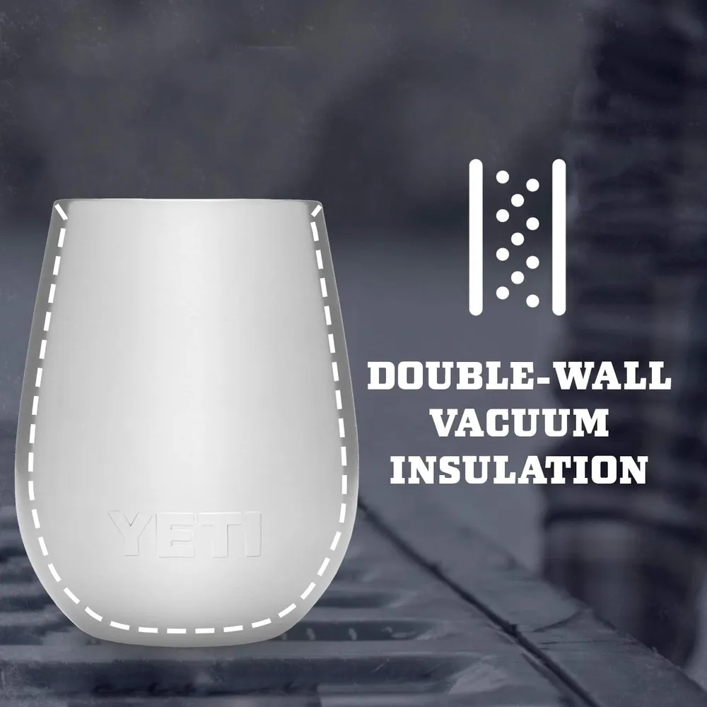 YETI Rambler Vaso de vino de 10 oz de acero inoxidable con tapa MagSlider color azul marino