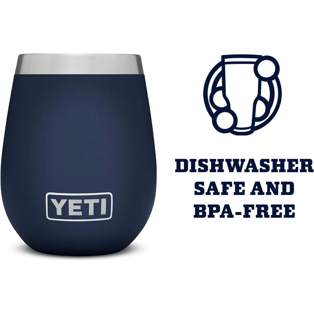 YETI Rambler Vaso de vino de 10 oz de acero inoxidable con tapa MagSlider color azul marino