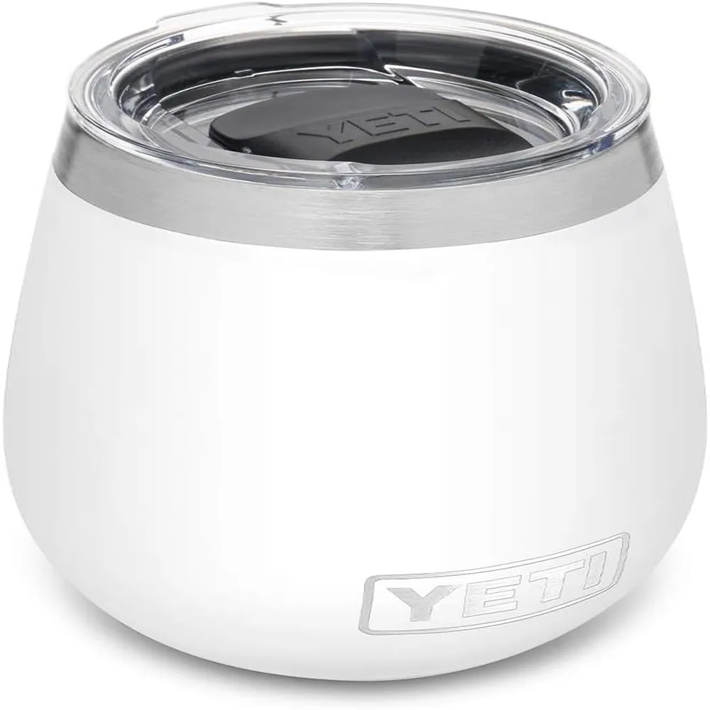 YETI Rambler Vaso de vino de 10 oz de acero inoxidable con tapa MagSlider color blanco