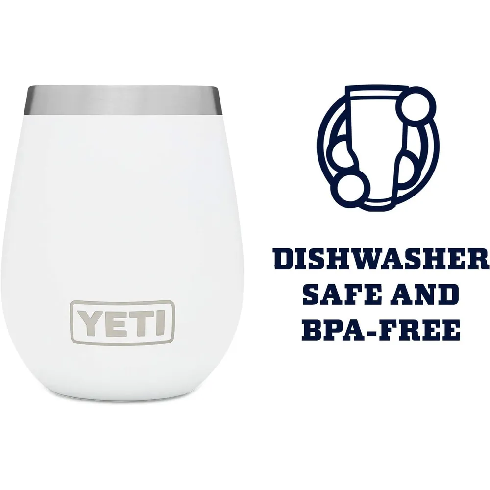 YETI Rambler Vaso de vino de 10 oz de acero inoxidable con tapa MagSlider color blanco