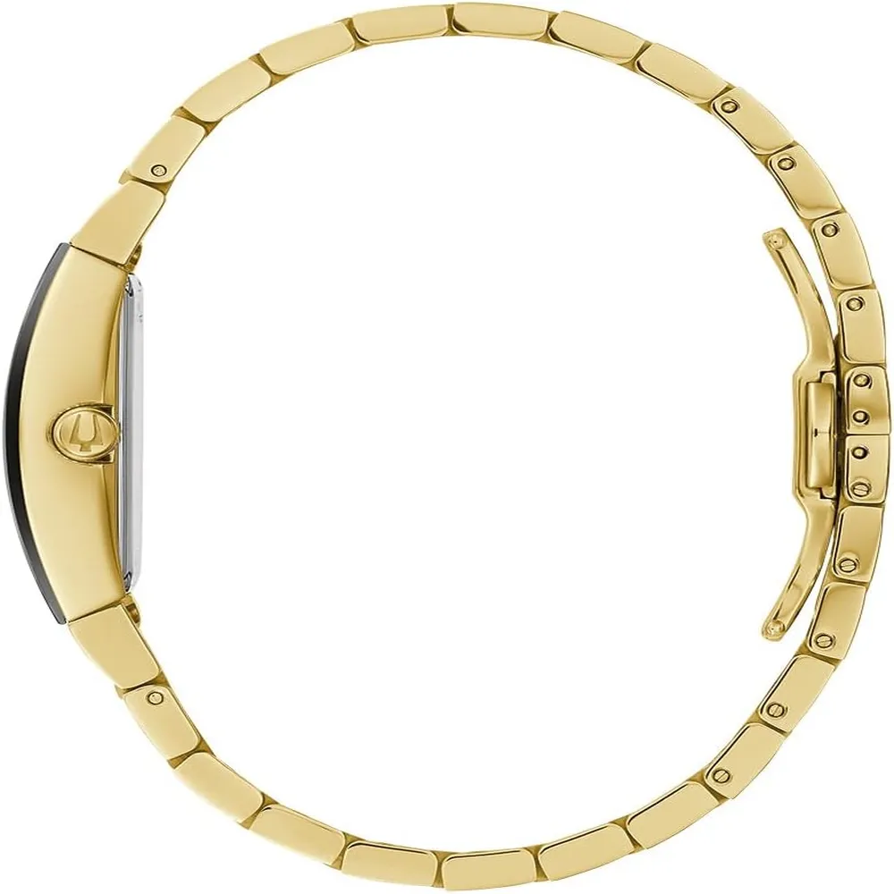 Bulova reloj Géminis moderno mujer cuarzo 3 agujas esfera negra | Oro/Negro