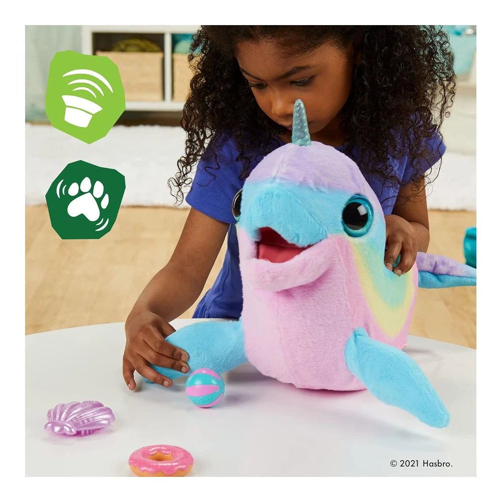 b08snt6j9r_3.webp Furreal Wavy The Narwhal - Juguete de Peluche Animatrónico Interactivo - Mascota - Más de 80 Sonidos y Reacciones - Felpa Arcoíris