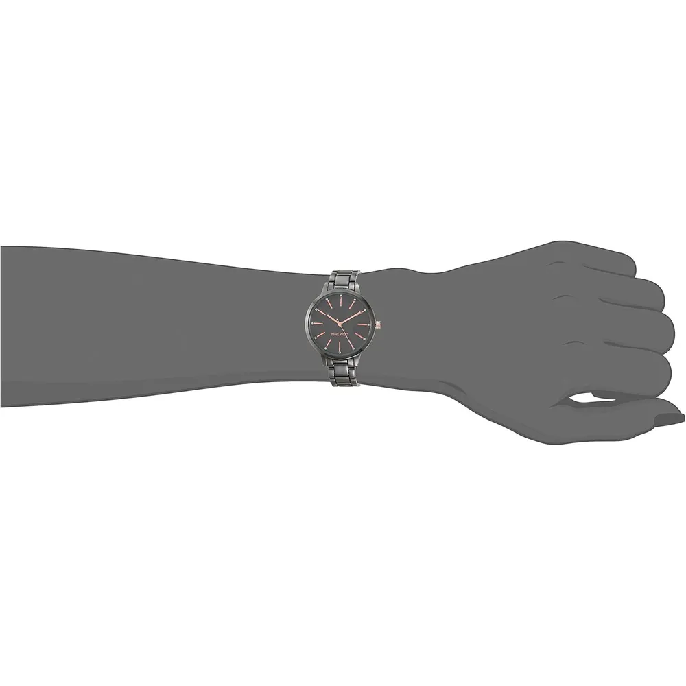 Nine West NW/2098CHGB reloj para dama | 36 mm - Gunmetal/Oro rosa