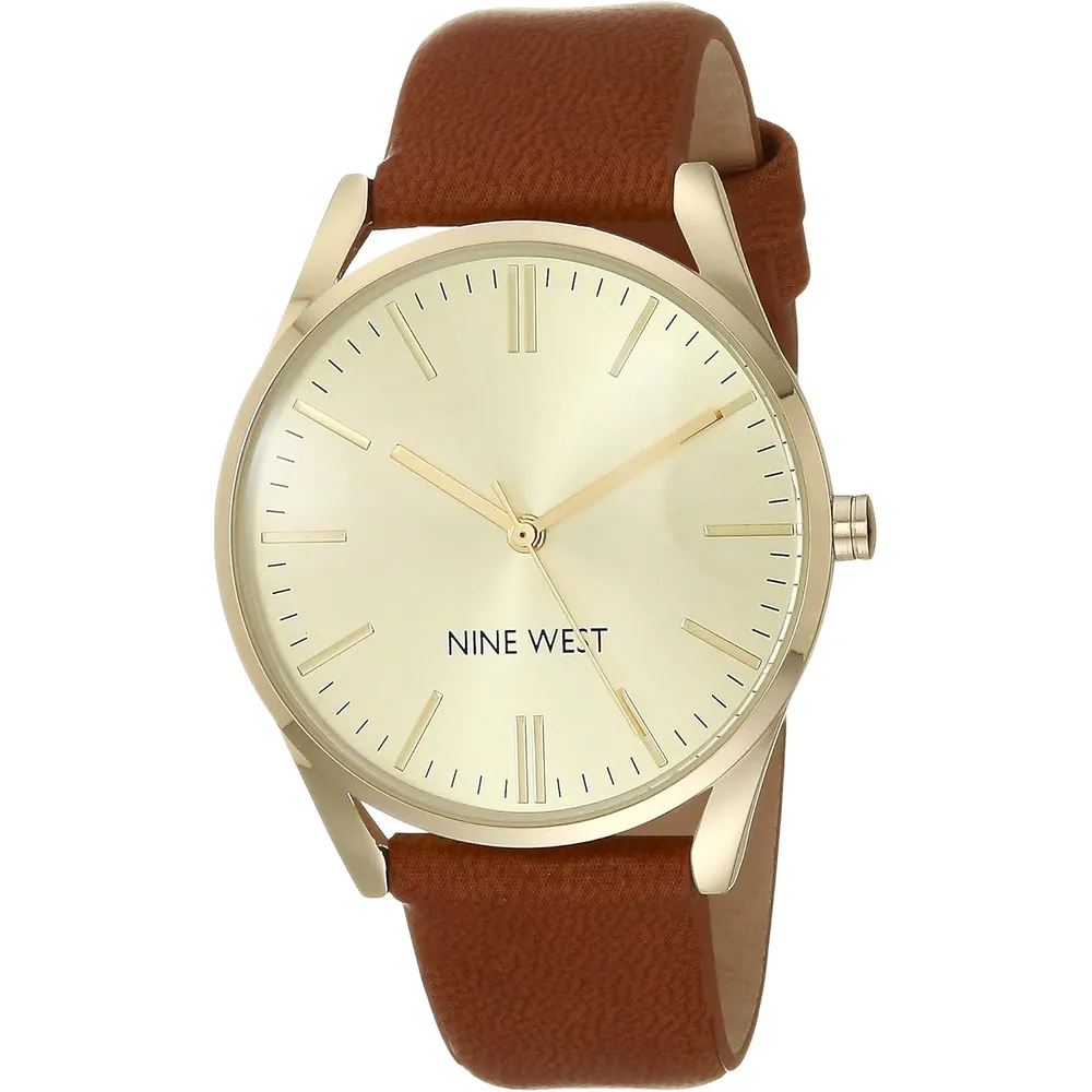 Nine West NW/1995SVBK reloj elegante con correa | 36 mm - Marrón/Oro