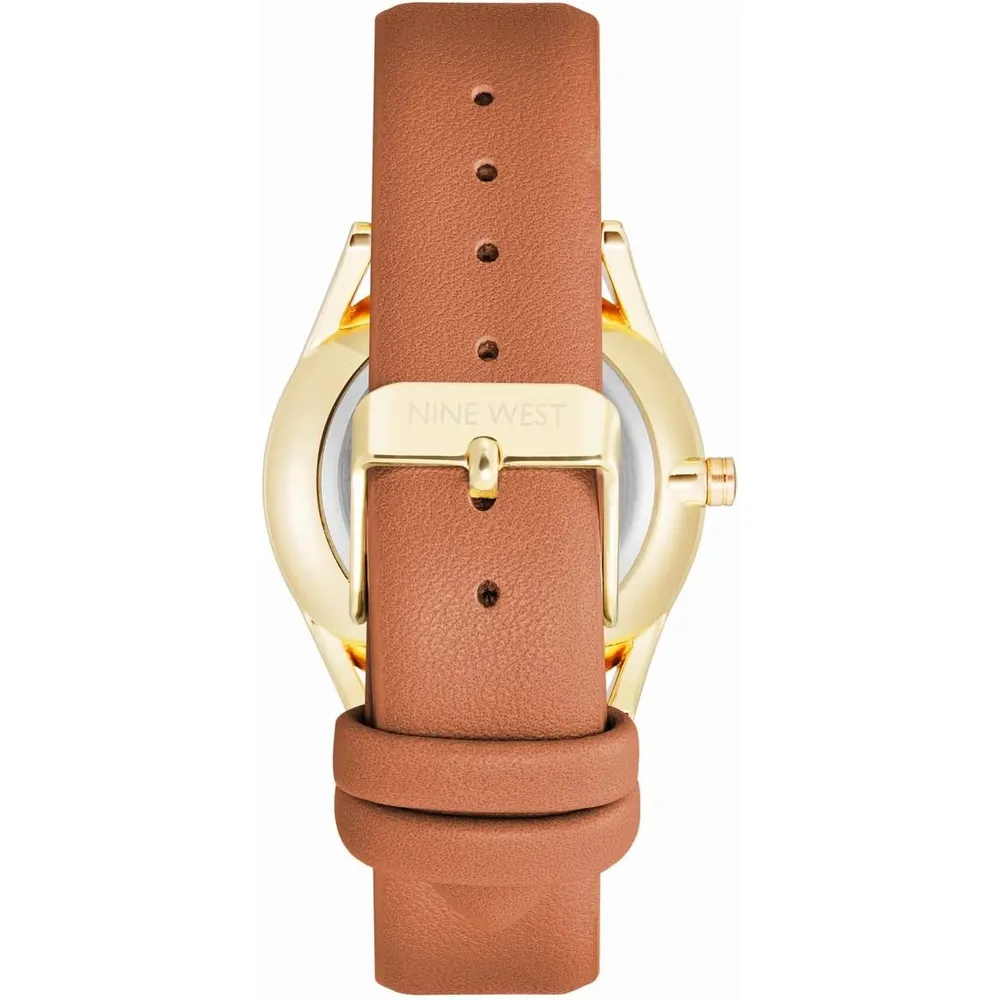 b08tb69gm2_1_webp.webp Nine West NW/1995SVBK reloj elegante con correa | 36 mm - Marrón/Oro