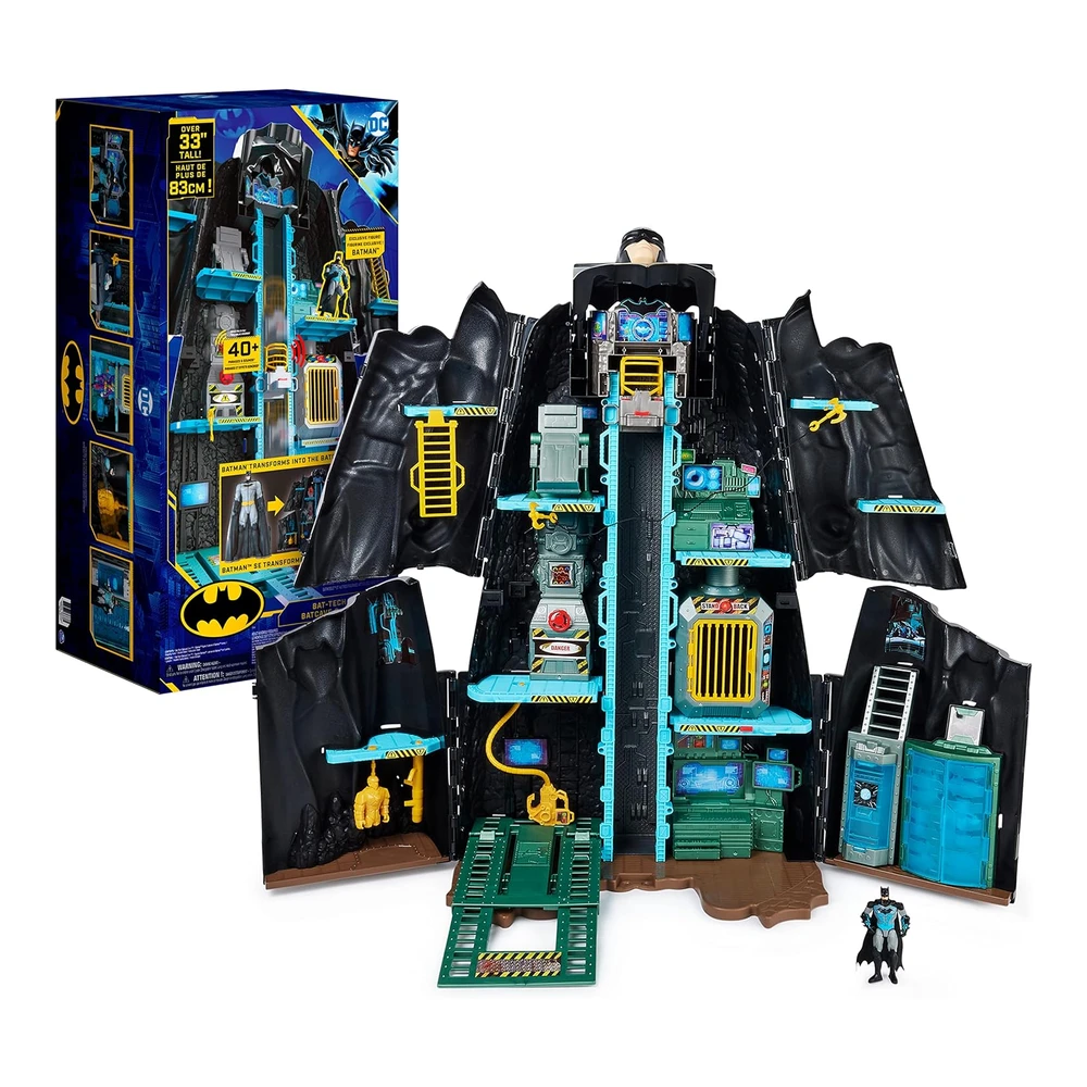 Dc Comics Batman - Baticueva Bat-Tech - Juego Transformador Gigante con Exclusiva Figura de Batman de 4" y Accesorios