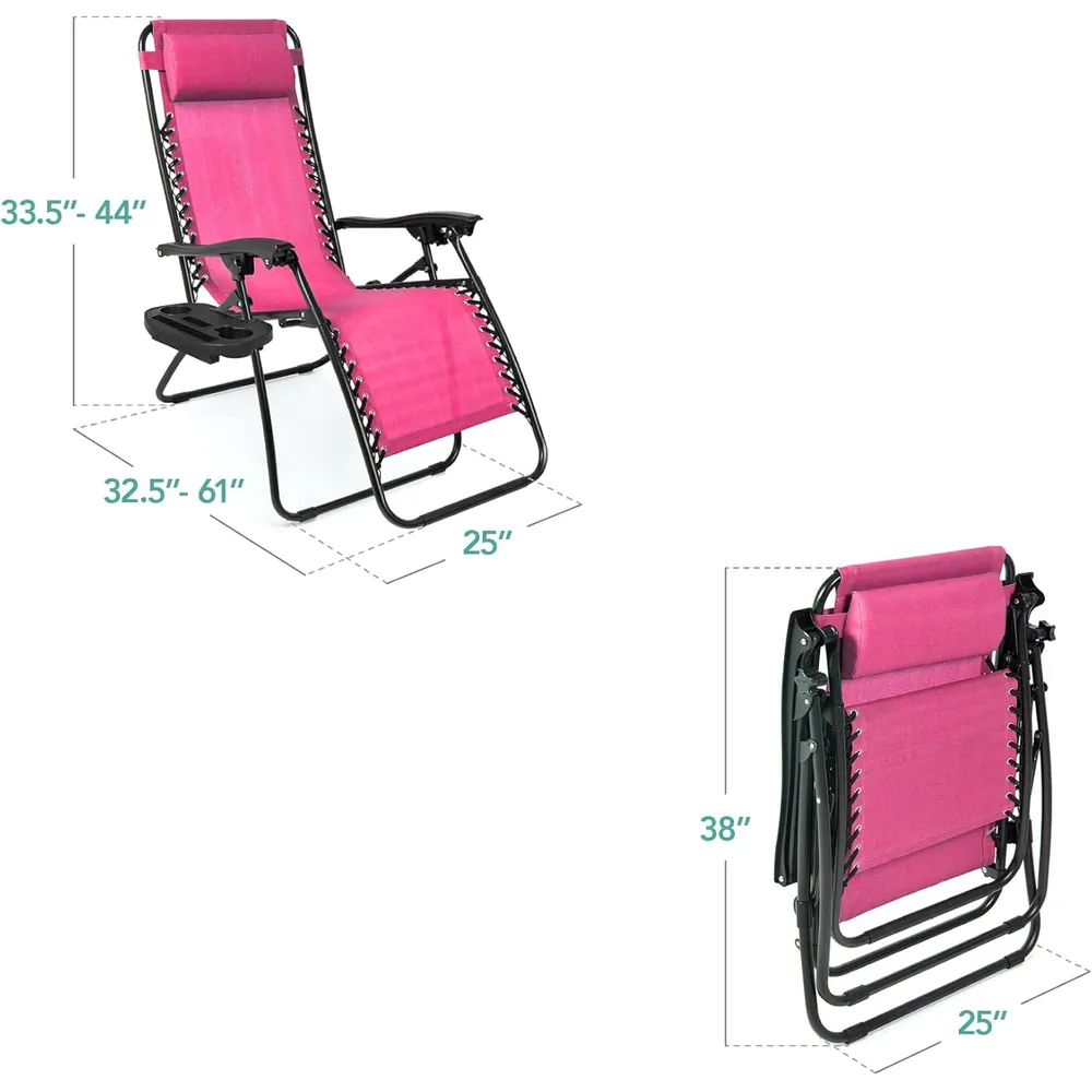 Juego de 2 sillones reclinables con portavasos Best Choice Products | Rosa