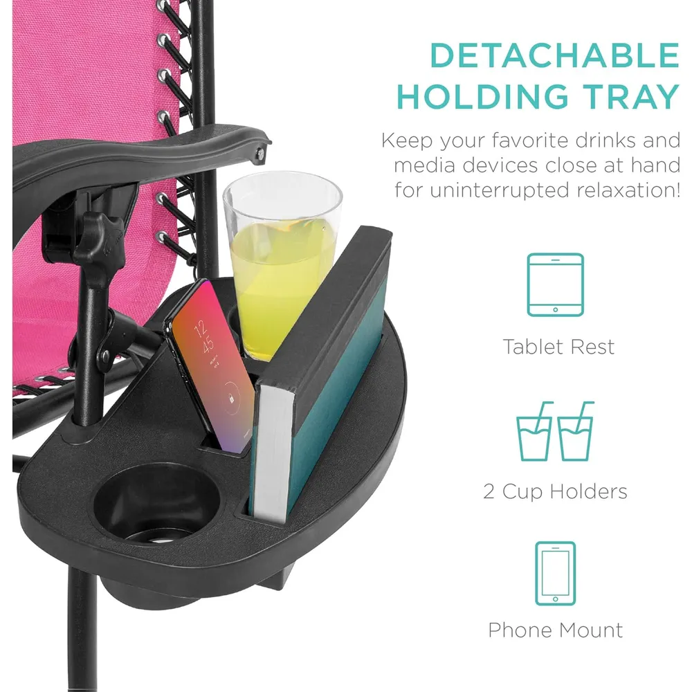 Juego de 2 sillones reclinables con portavasos Best Choice Products | Rosa
