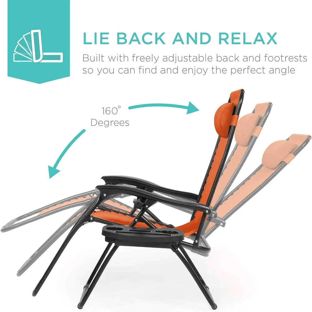 Juego de 2 sillones reclinables con portavasos Best Choice Products | Burnt Orange
