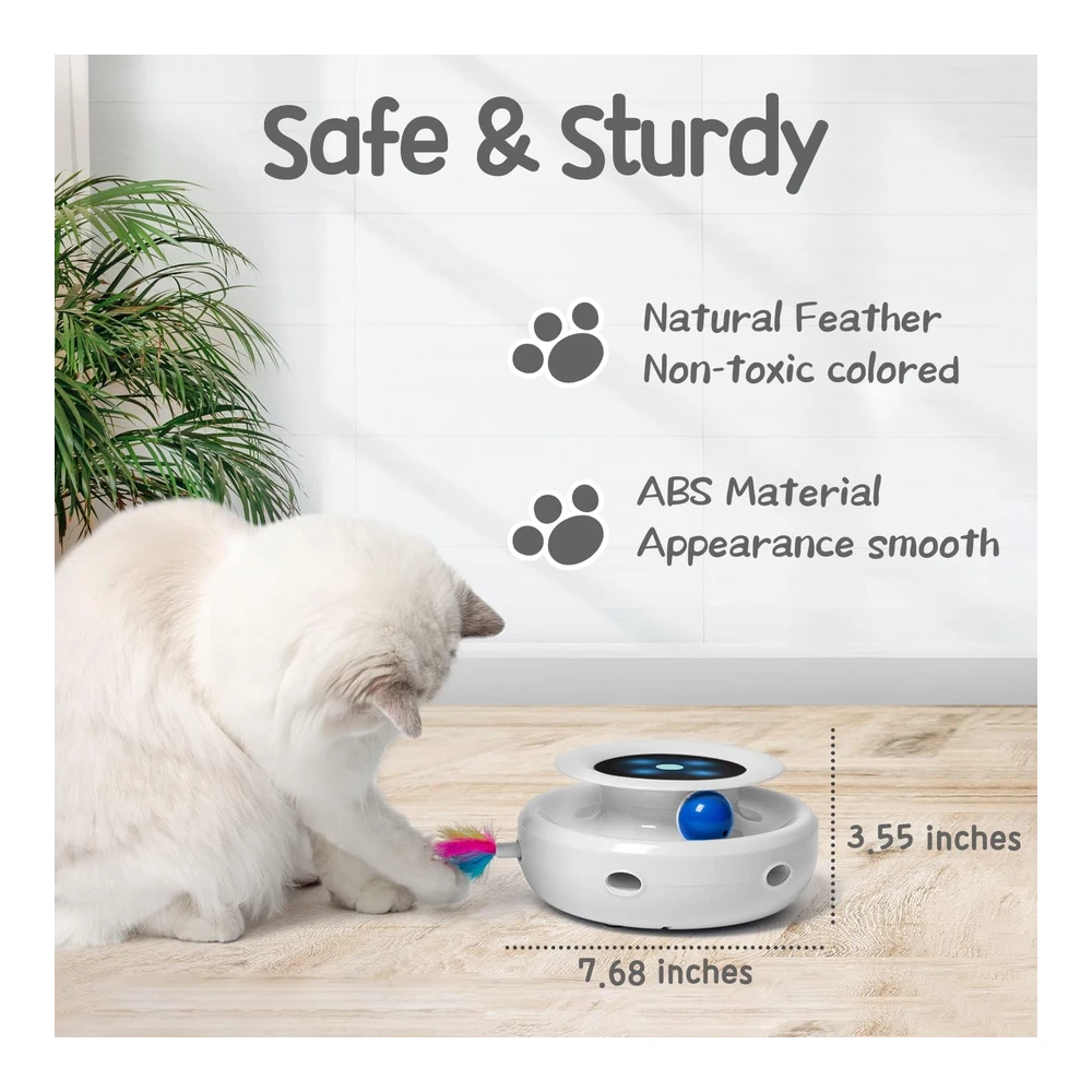 Orsda Juguetes para Gatos 2 En 1 Juguetes Interactivos Temporizador de Encendido / Apagado Bolas de Juguete y Plumas | Multicolor