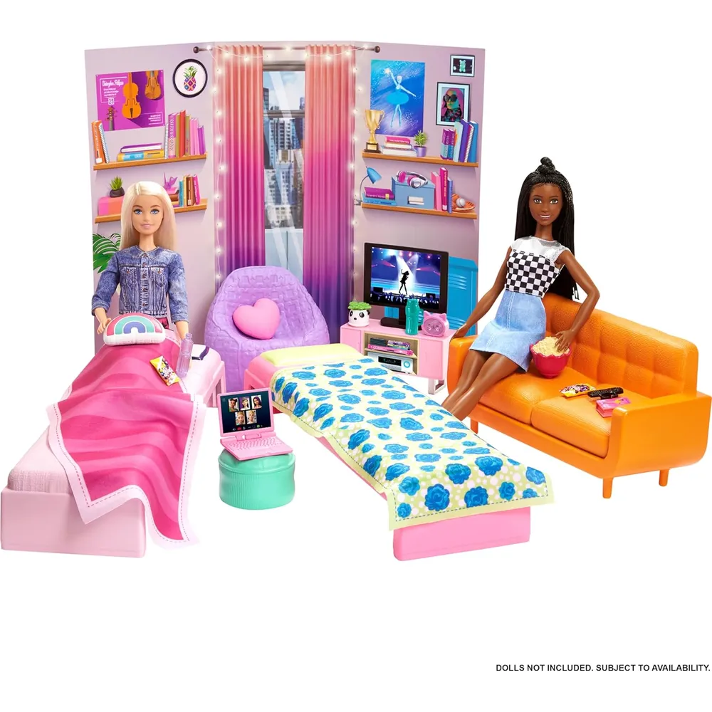 BARBIE SET HABITACIÓN RESIDENCIA CON MUEBLES Y ACCESORIOS