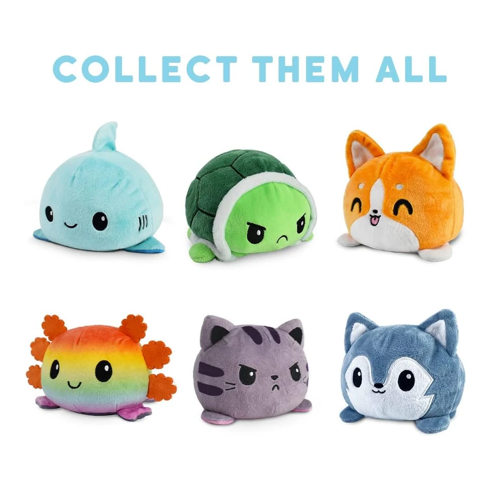 Teeturtle - Peluche Reversible Original de Gaticornio - Diseño Patentado - Tabby y Arcoíris - Muestra Tu Estado de Ánimo