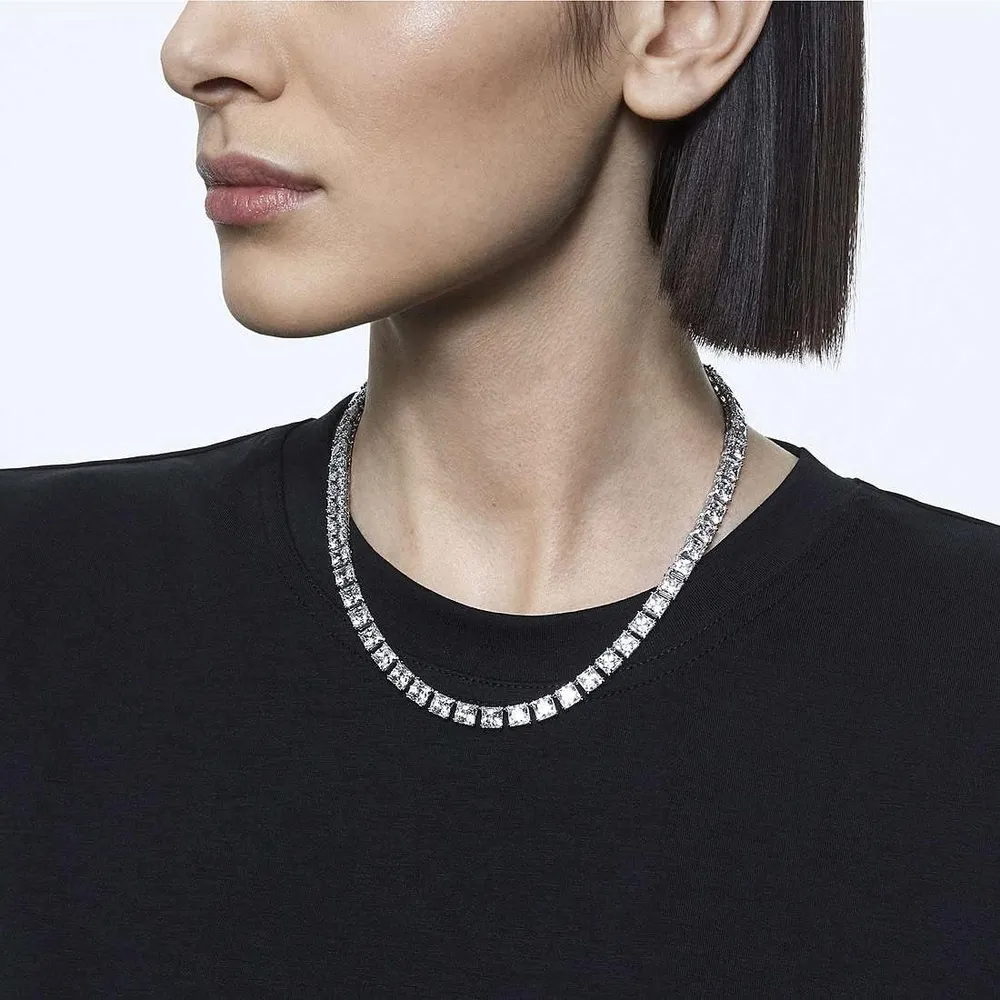 SWAROVSKI COLLAR TENNIS CUADRADO MATRIX ACABADO RODIO PARA MUJER | PLATEADO
