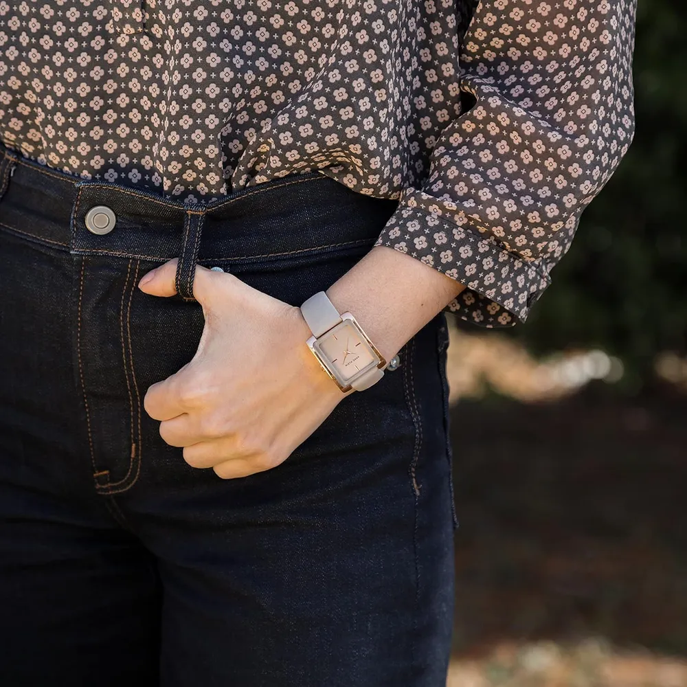 Anne Klein AK/2707TTTN reloj para dama | 28 mm - Gris pardo/oro rosa.