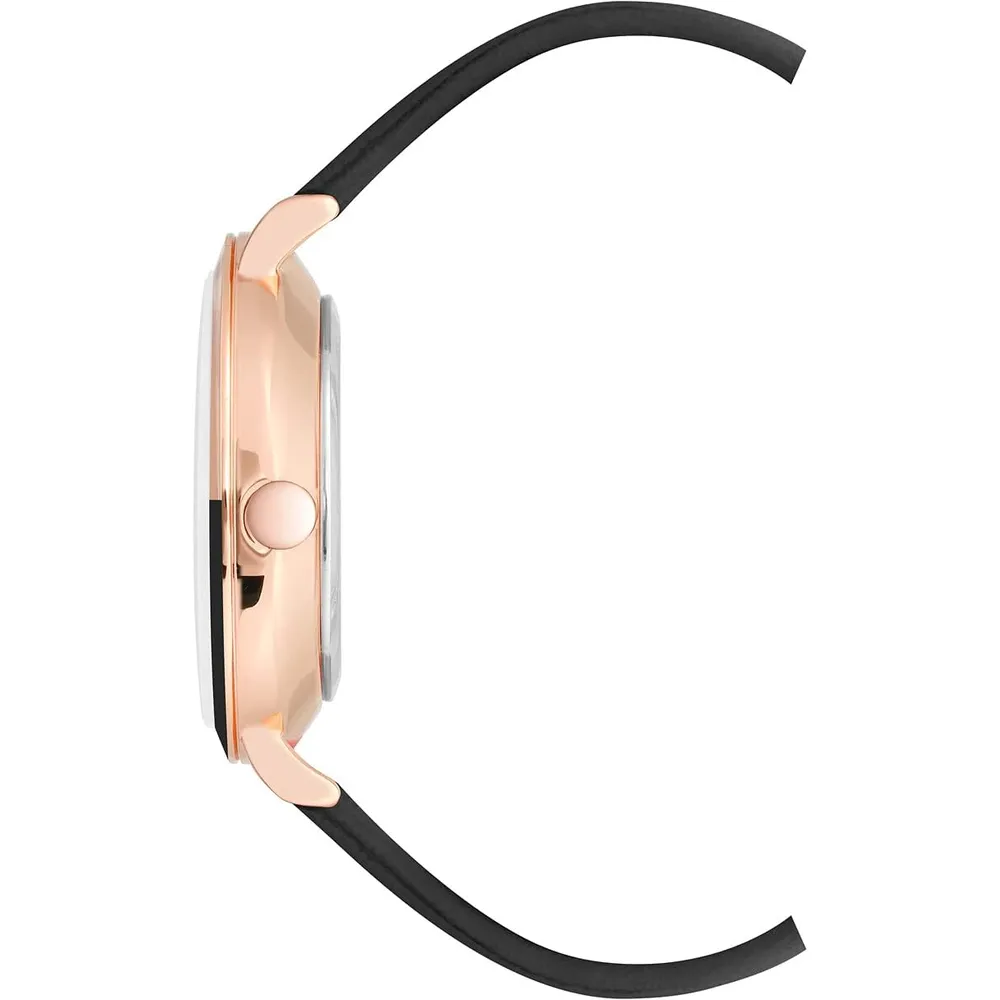 Nine West NW/2346GPGN reloj para dama con correa clásica | 36 mm - Negro/Oro rosa