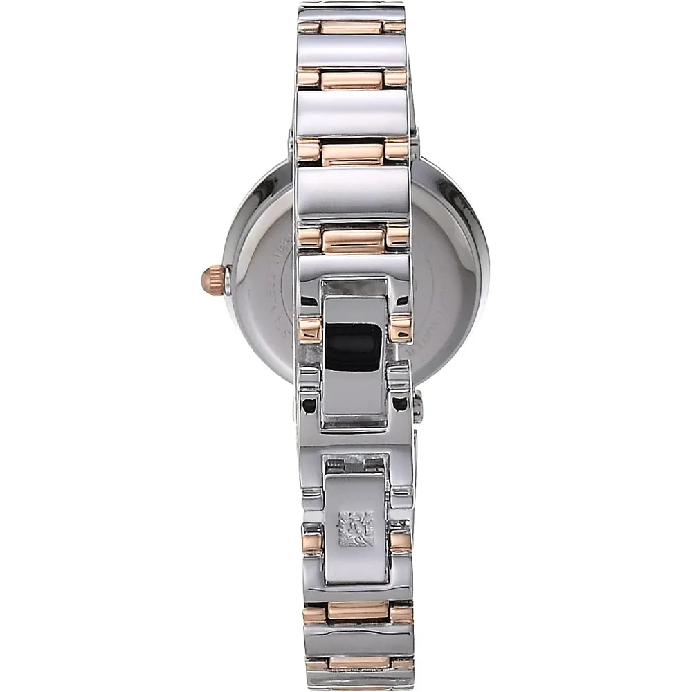 Anne Klein AK/2434EMGB reloj con diamante verdadero y pulsera para mujer | 28 mm - Plata/oro rosa/azul marino