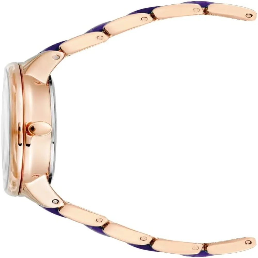 Anne Klein AK/1413LBSV reloj para mujer con pulsera de resina | 37 mm - Azul marino/Oro rosa