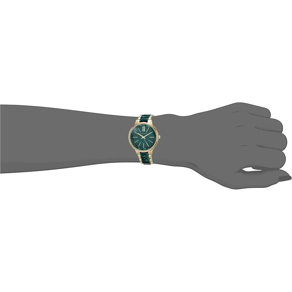 Anne Klein AK/1413LBSV reloj para mujer con pulsera de resina | 37 mm - Verde/Dorado