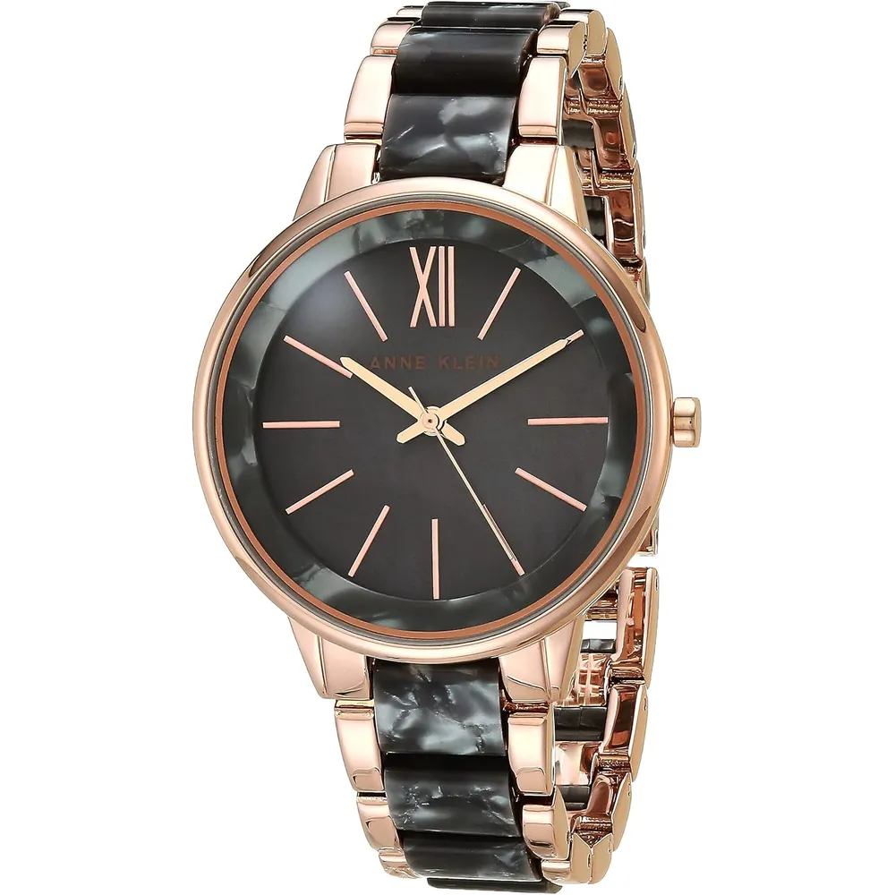 Anne Klein AK/1413LBSV reloj para mujer con pulsera de resina | 37 mm - Gris/Oro rosa