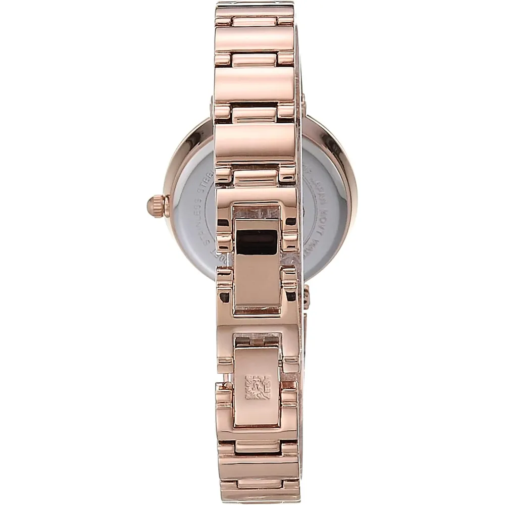 Anne Klein AK/2434EMGB reloj con diamante verdadero y pulsera para mujer | 28 mm - Oro rosa/verde.
