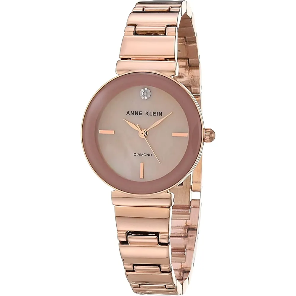Anne Klein AK/2434EMGB reloj con diamante verdadero y pulsera para mujer | 28 mm - Oro rosa/Rosado