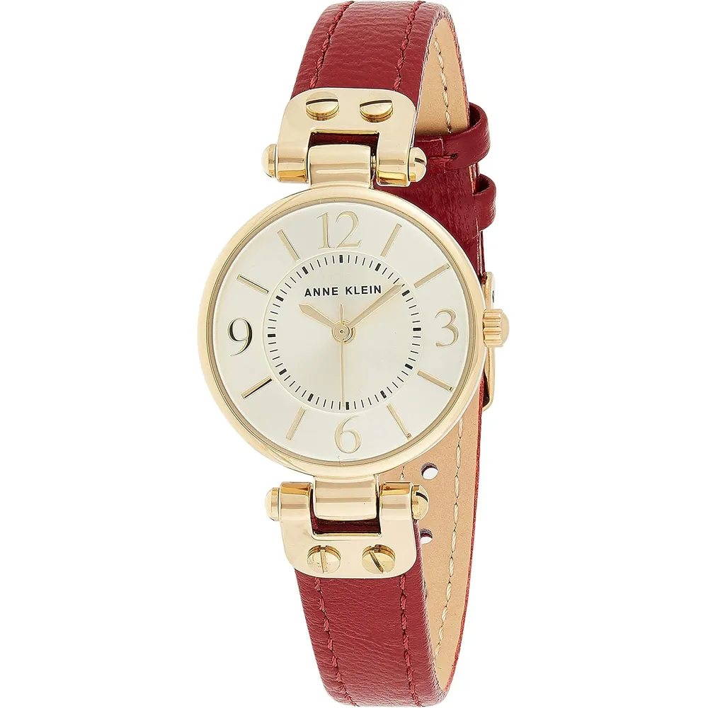 Anne Klein 109442CHHY reloj para mujer con correa de cuero | 45 mm - Oro/rojo
