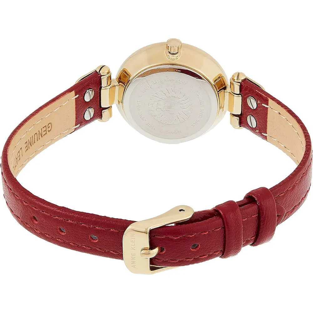 Anne Klein 109442CHHY reloj para mujer con correa de cuero | 45 mm - Oro/rojo