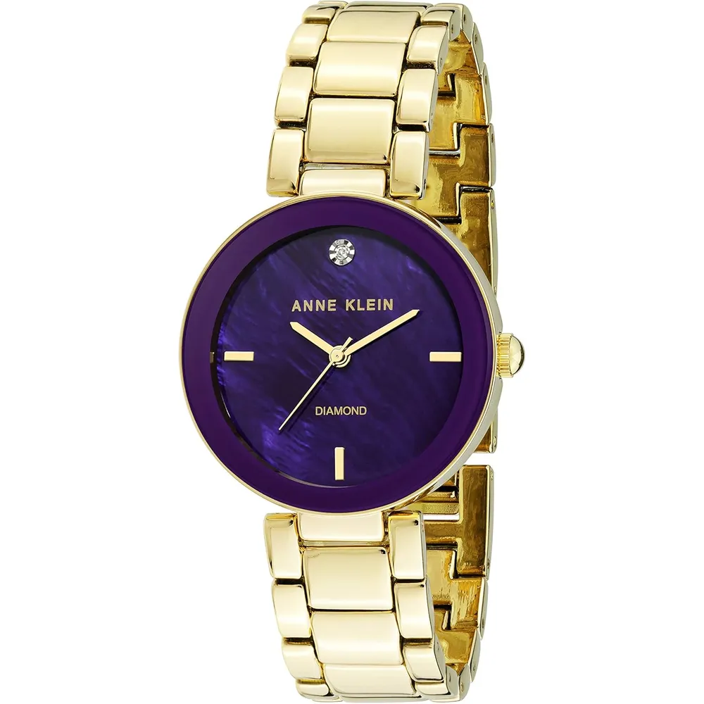 Anne Klein AK/1362GNRG reloj para dama con diamante genuino | 32 mm - Púrpura/ dorado