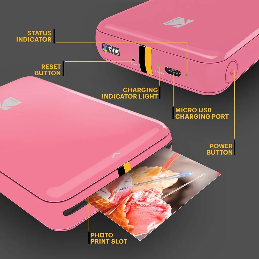 Kodak Step impresora fotográfica portátil Zink Bluetooth | Rosa