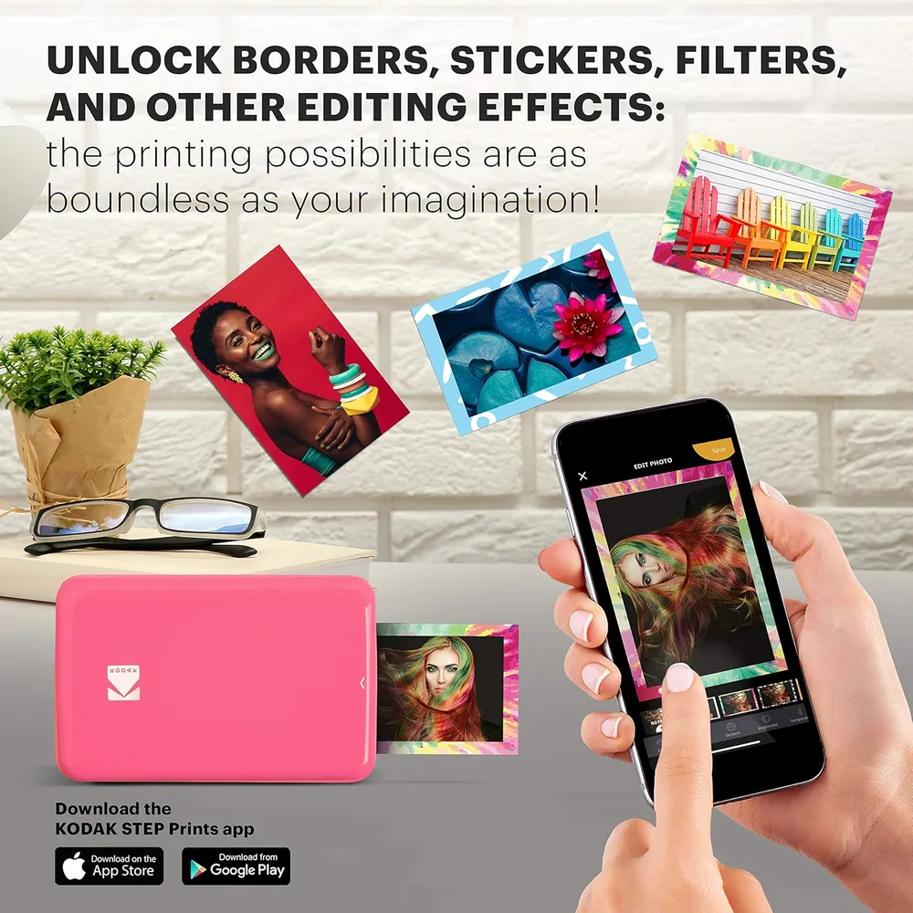 Kodak Step impresora fotográfica portátil Zink Bluetooth | Rosa