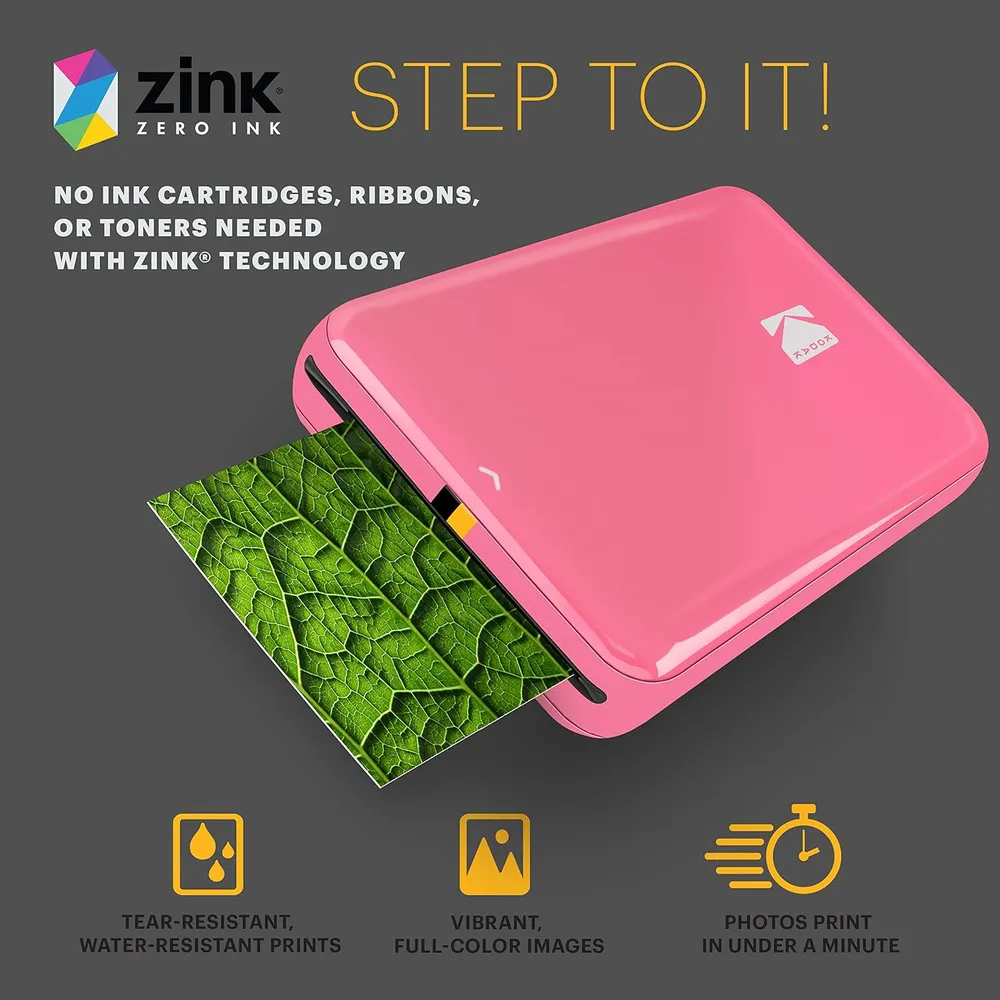 Kodak Step impresora fotográfica portátil Zink Bluetooth | Rosa