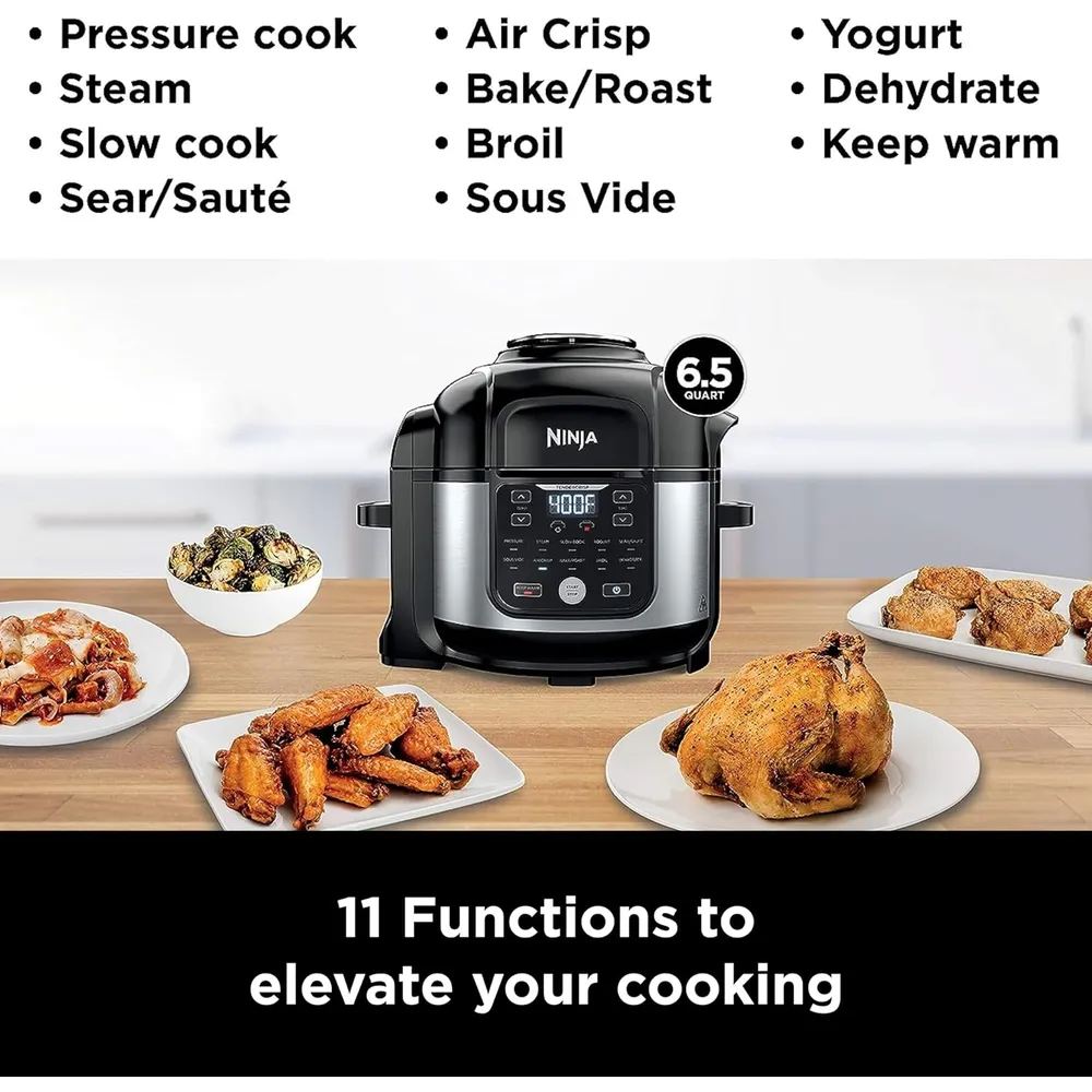 NINJA OLLA A PRESIÓN Y FREIDORA FOODI FD302 6.5 QT / 6.15 L | PLATEADO/NEGRO