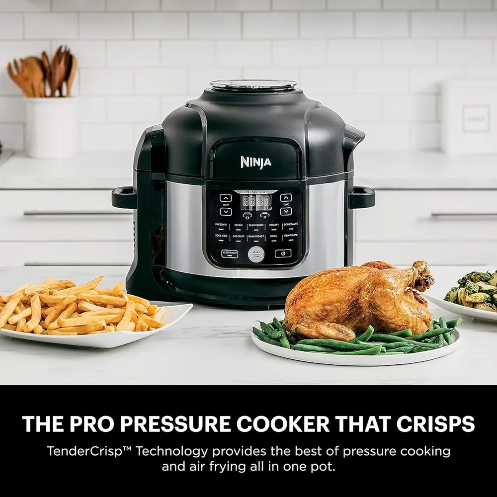 NINJA OLLA A PRESIÓN Y FREIDORA FOODI FD302 6.5 QT / 6.15 L | PLATEADO/NEGRO
