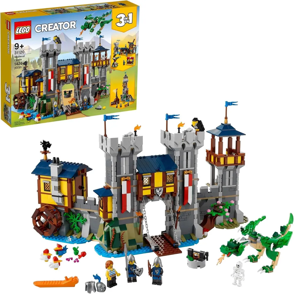 Lego Creator 3 en 1 castillo medieval transformable con dragón y minifiguras